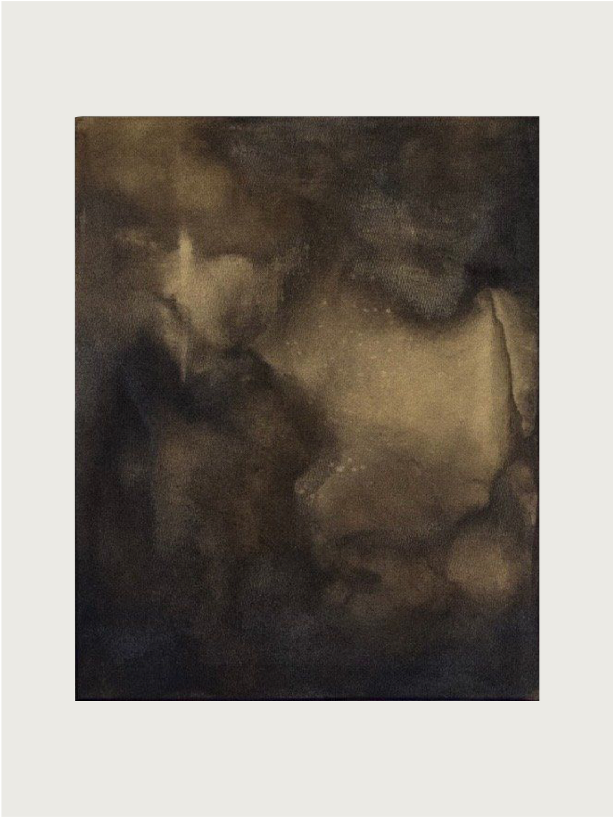 “Midnight Hours Burn Brightest” by Natasha France is an original mixed media on canvas artwork, featuring dark brown and black hues with soft edges and lighter tan accents for a moody, atmospheric contemporary effect.