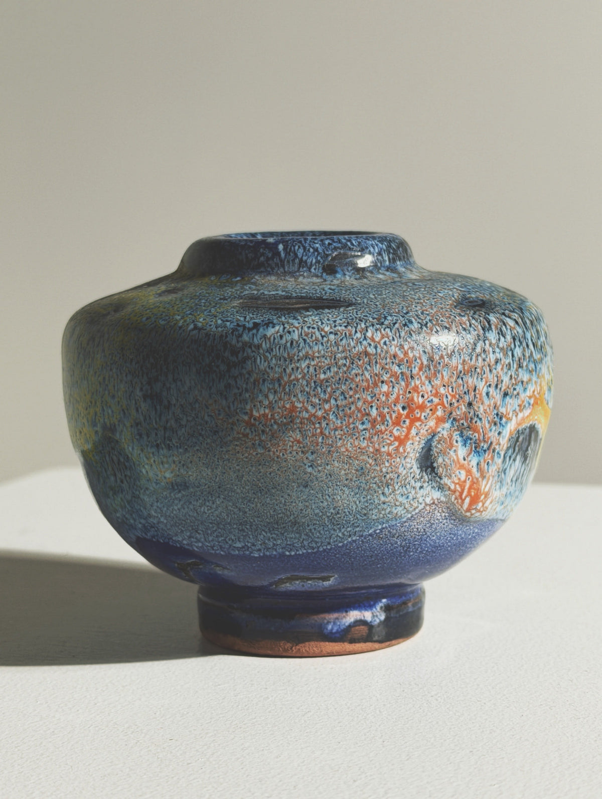 Small Ceramic Vase, Vallauris, circa 1960 — close-up showing textured blue glaze