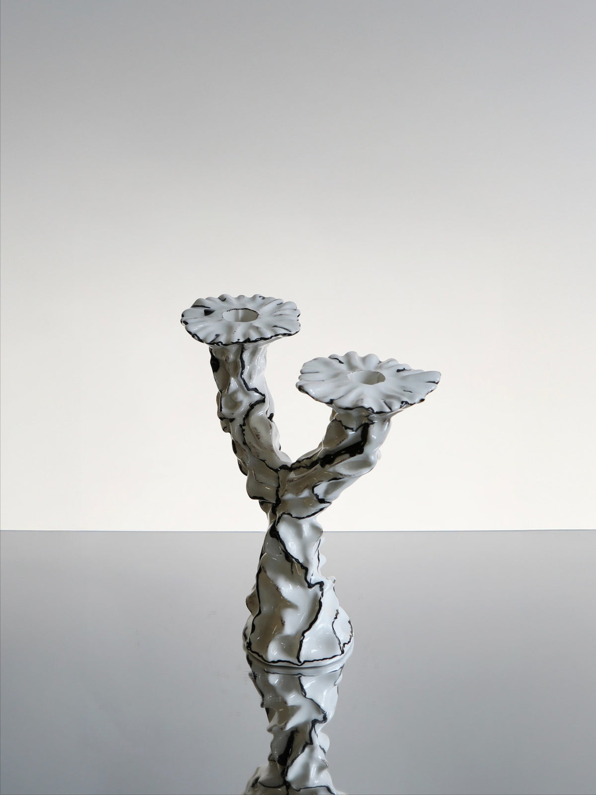 Two Wishes Hand Made Ceramic Candle Holders — side angle