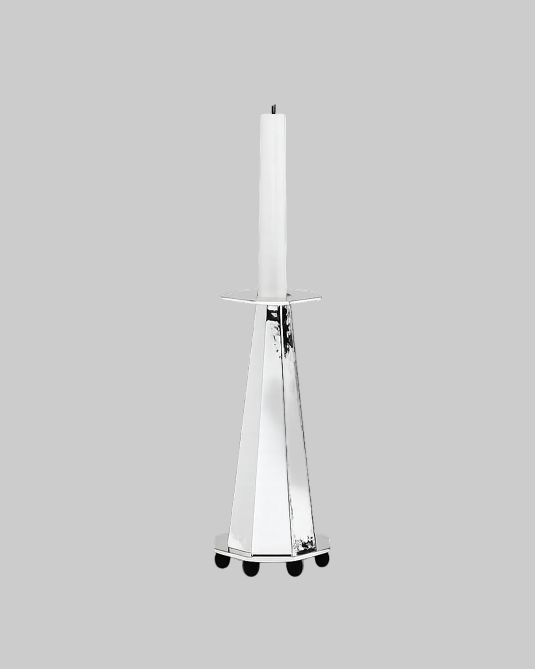 Silver Plated Tall Candleholder — close-up of polished silver surface