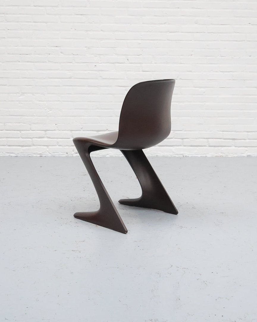 Dark brown Ernst Moeckl Z Chair showing distinctive zigzag profile