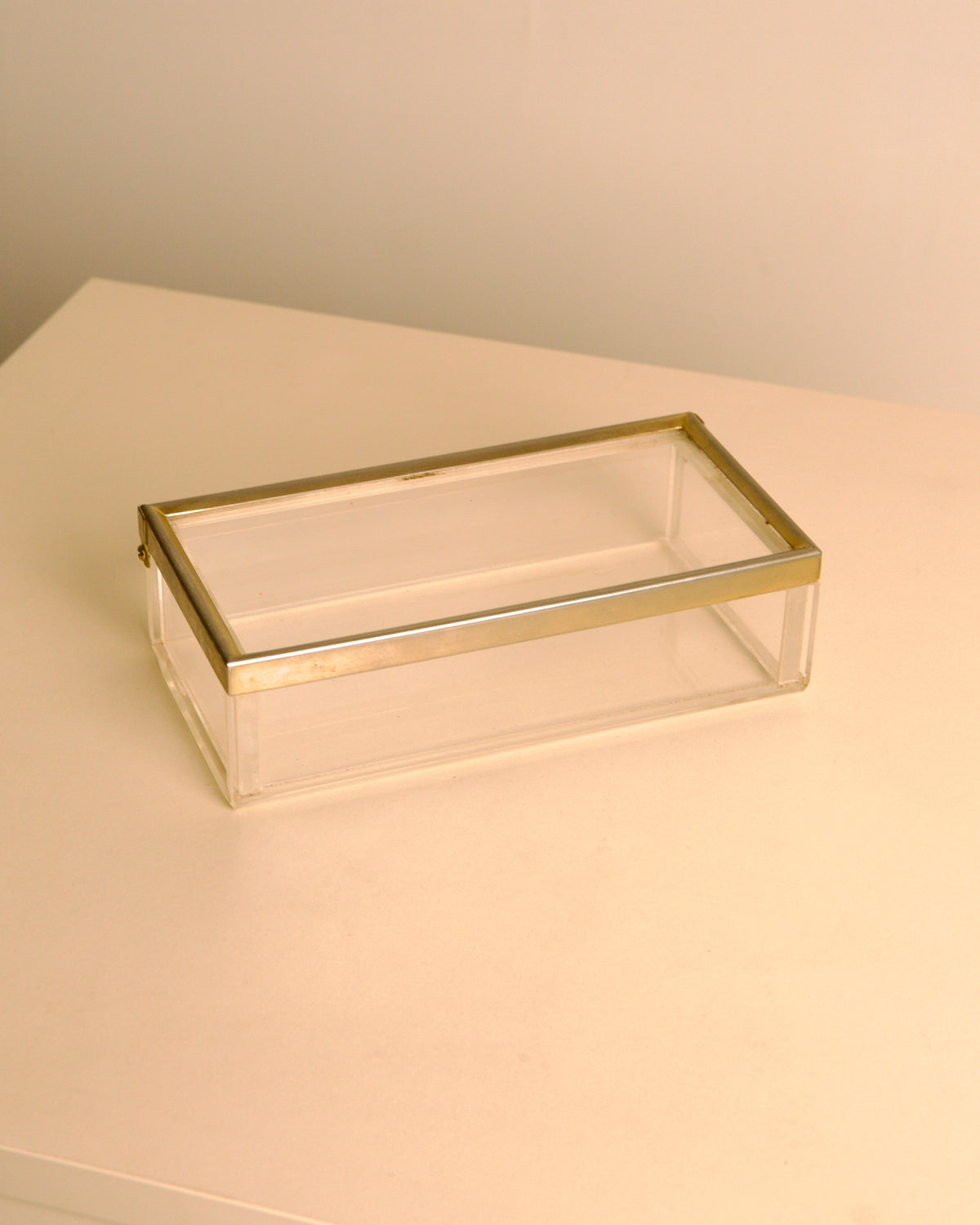 talian rectangular plexiglass box with metal trim, 1970s — lifestyle setting