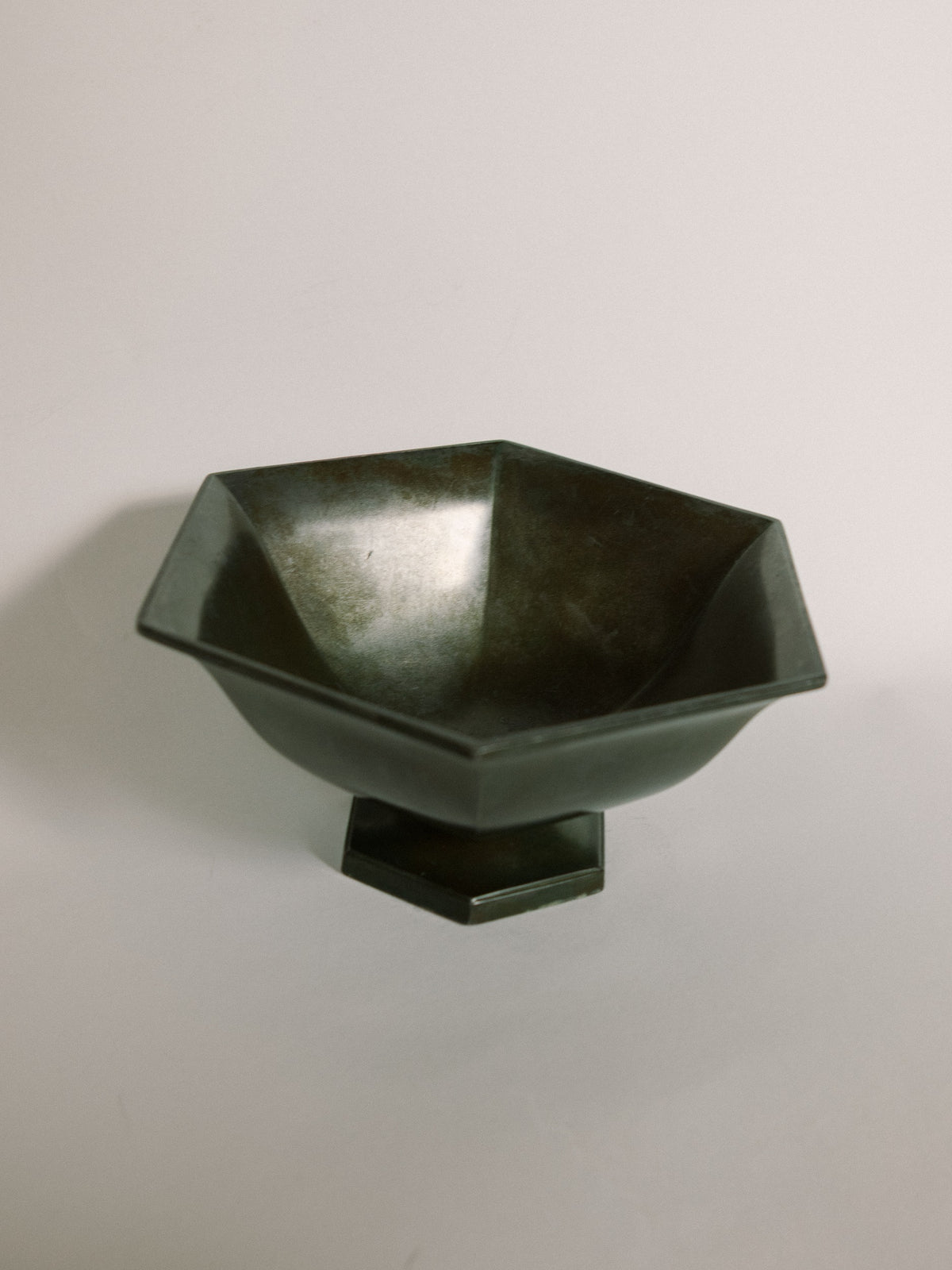 Just Andersen 166 Art Deco Disko Metal Footed Bowl - Denmark c.1930 — close-up