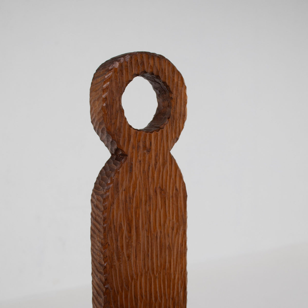 Brutalist Wooden Chair — close-up of carved wooden backrest detail