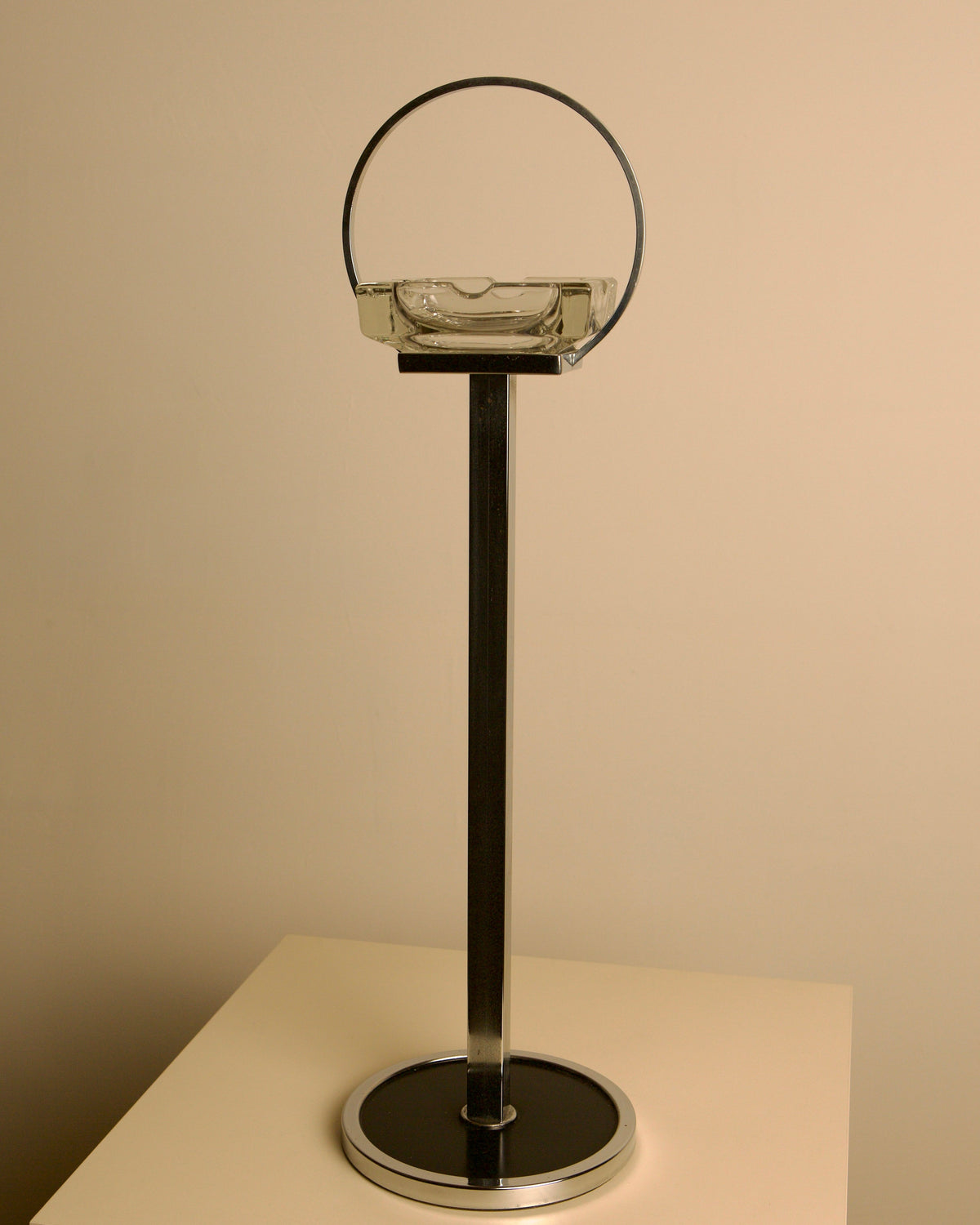 Italian Crystal Ashtray on a Chromed Metal Stand, 1950s by Treaptyque | The Oblist — vintage crystal and chrome design