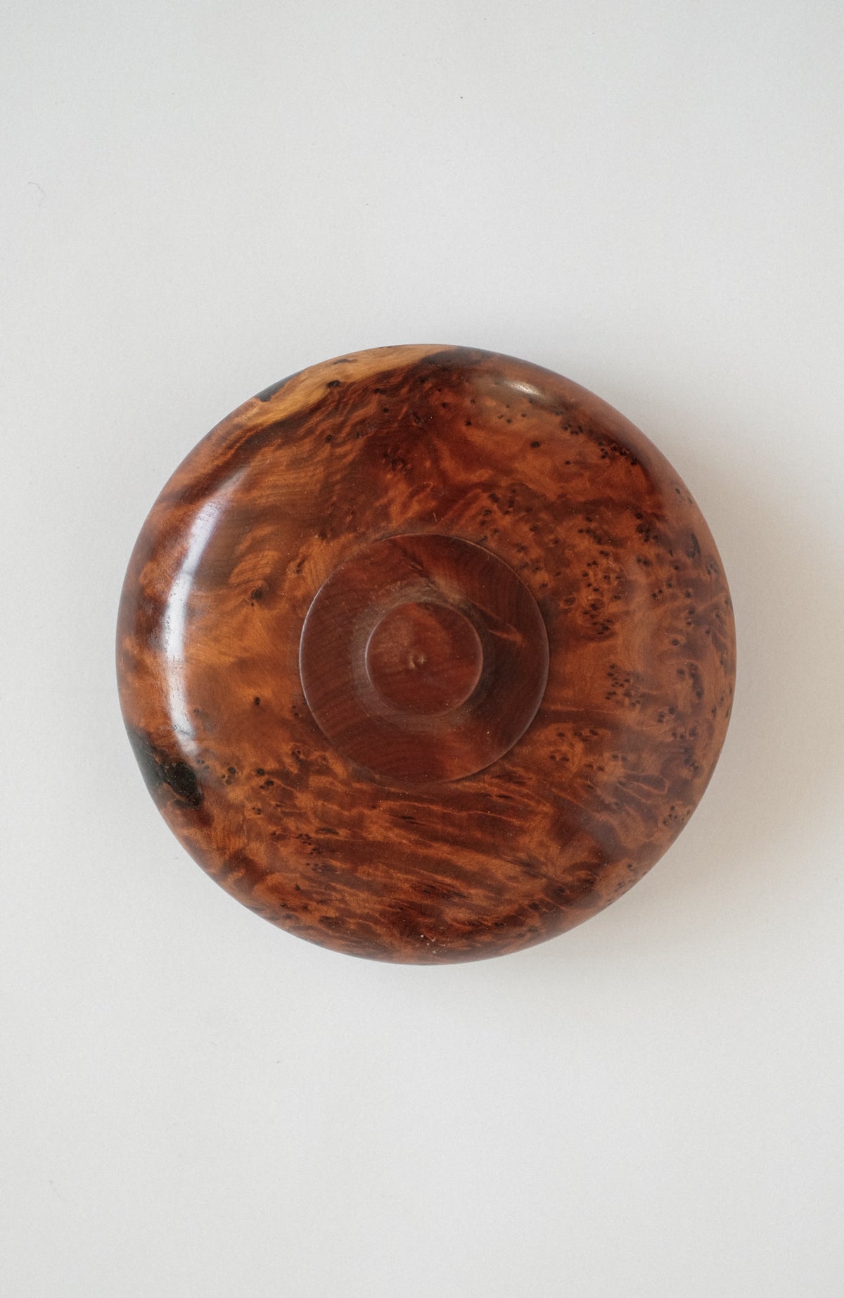 Handcrafted Burl Wood Box — side angle