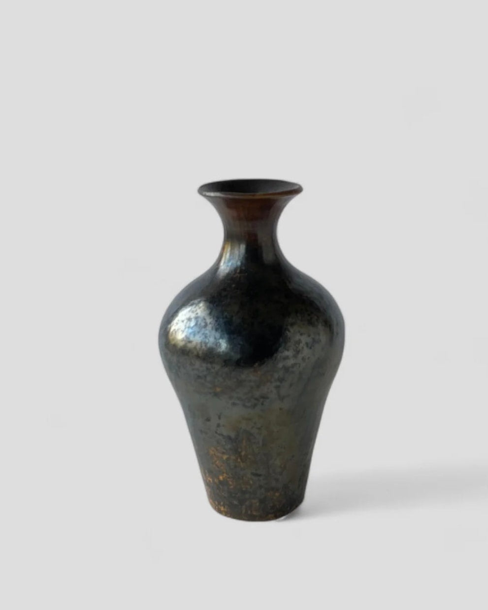 Cinis Vase – Terra sigillata, smoke-fired metallic raku — side angle