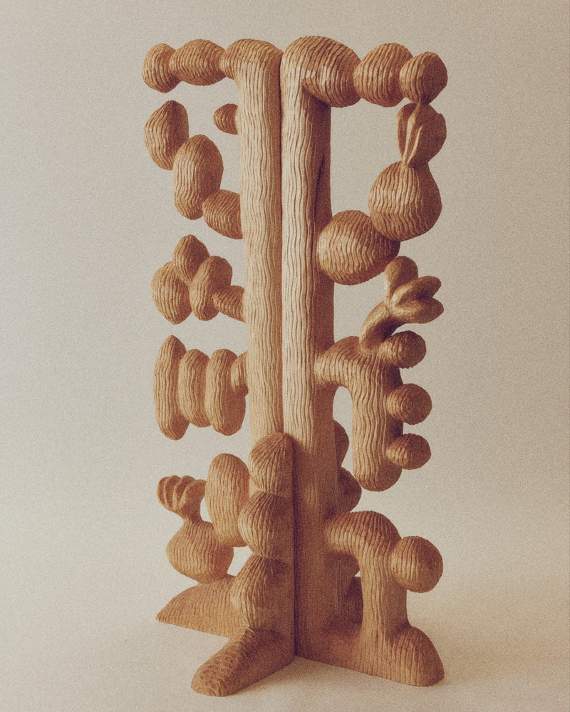 Étude 38 wood sculpture with organic forms by Karim Charlebois