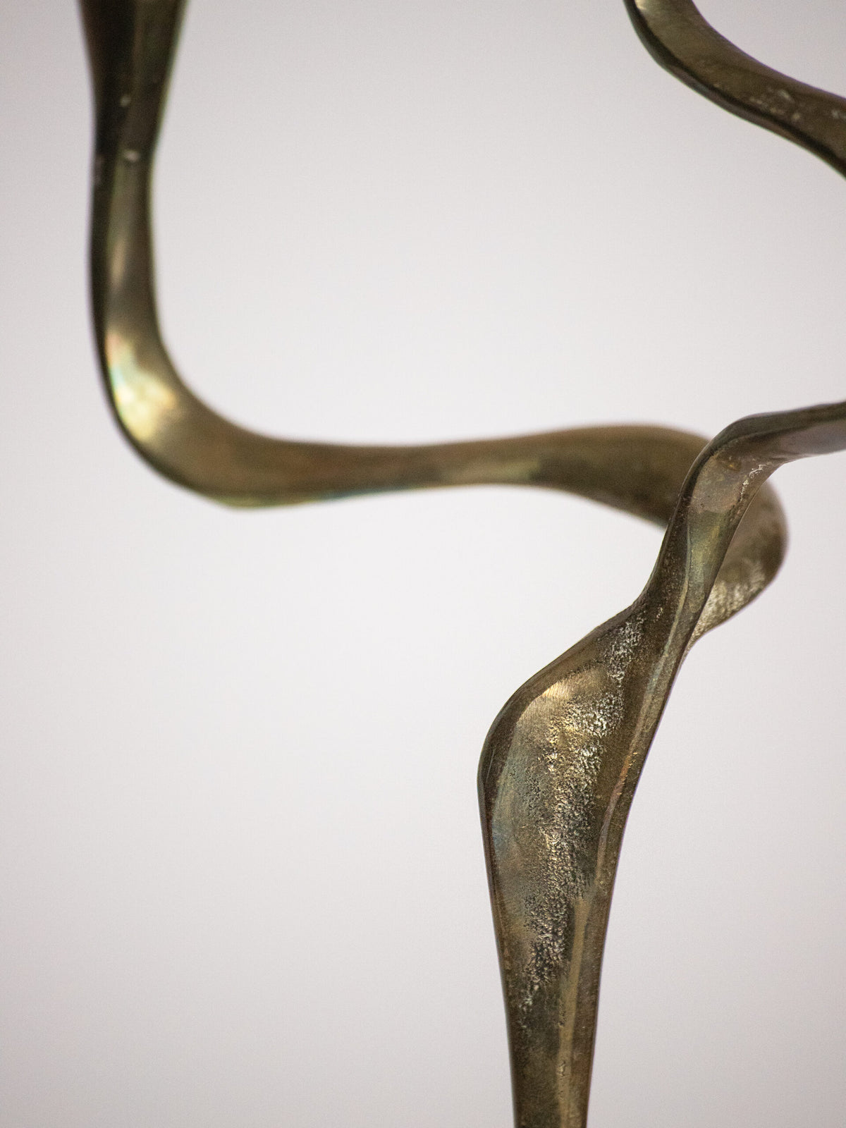 Pair of Brass Serpentine-Arm Candelabra, Organic Brutalist Style, Attributed to Kurt Jesch, Austria 1960s — lifestyle setting