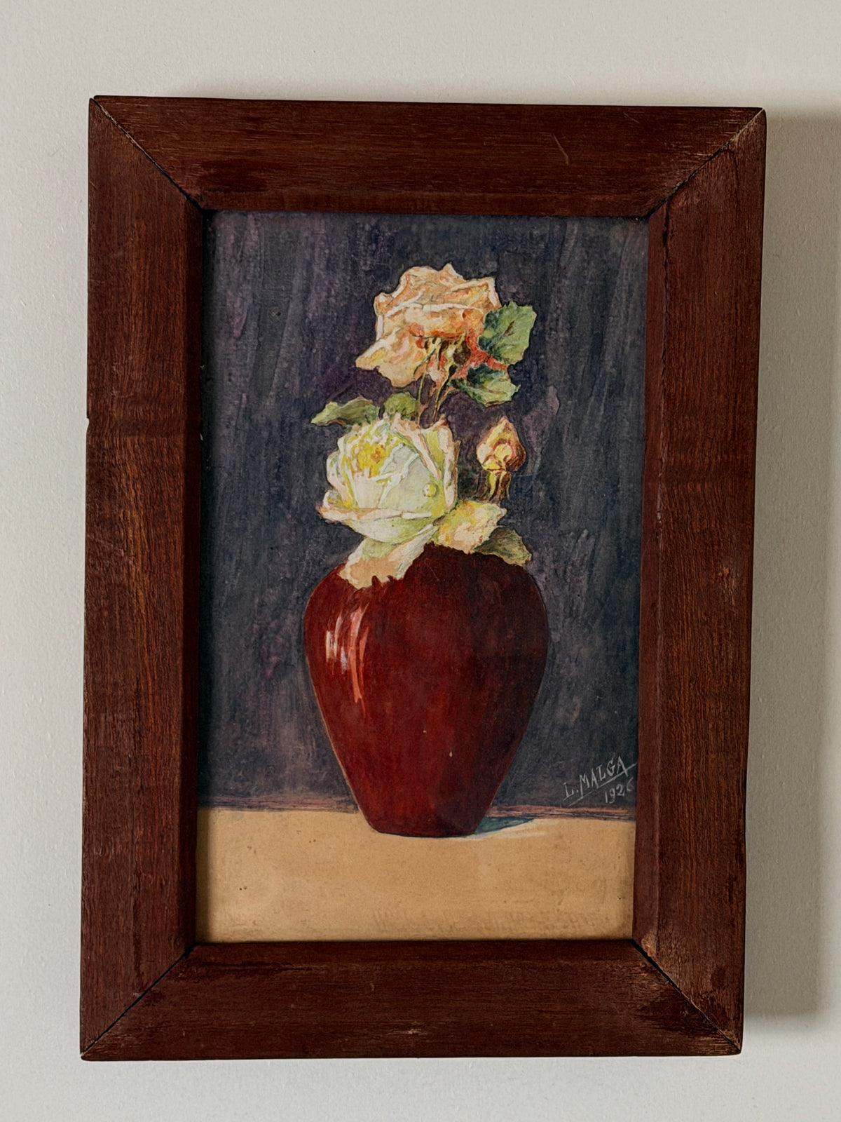 Framed drawing by L. Malga, France, dated 1926 by Figuresdesign | The Oblist