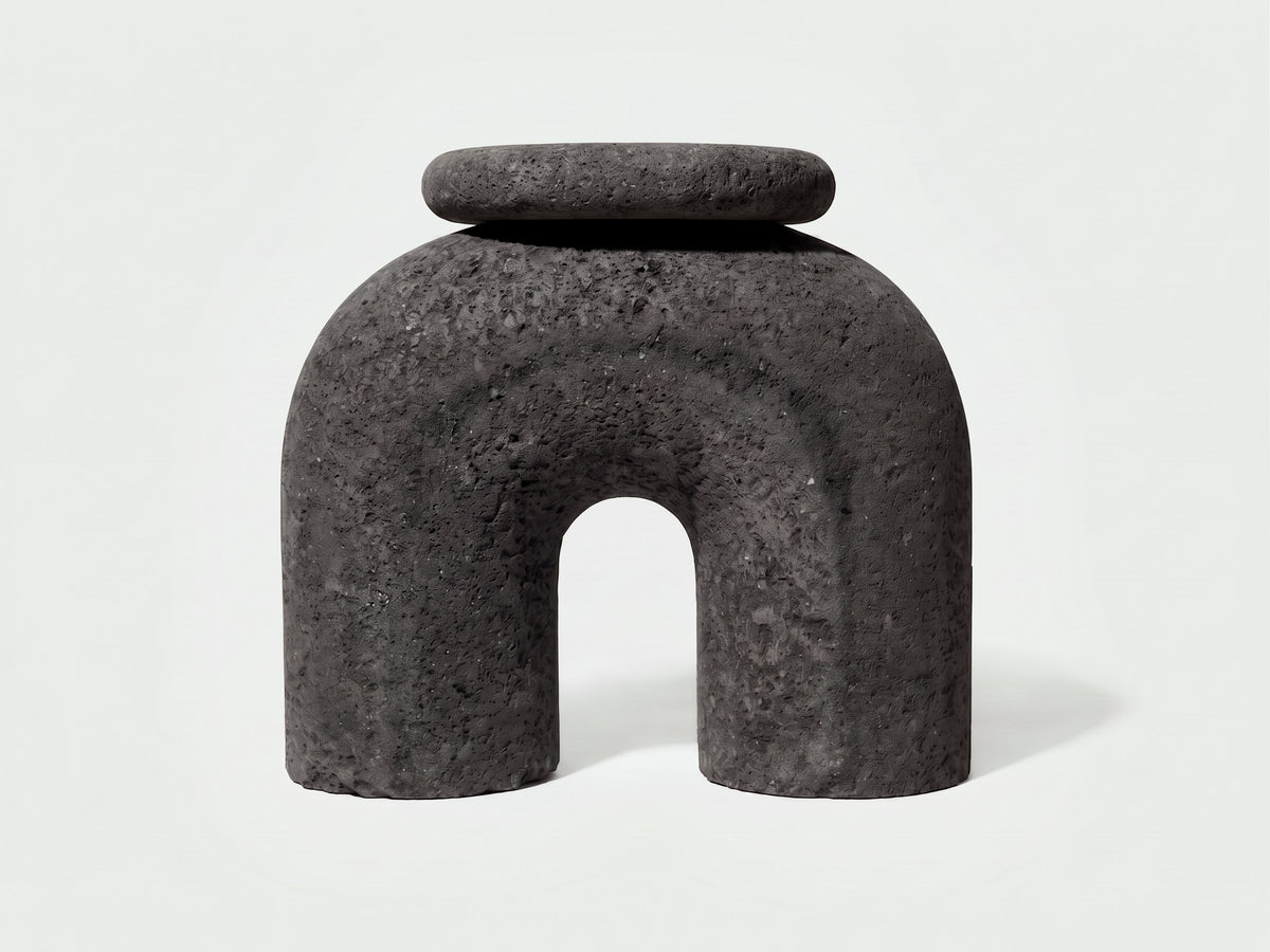 'Neolithic Thinker' Sculptural Stool, Volcanic Stone, Red by Panorammma — variant detail