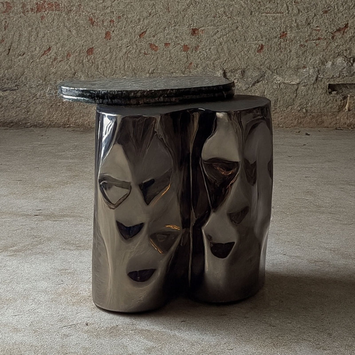 Steel and Stone Side Table - Colgada Series by Nitush Aroosh — in context
