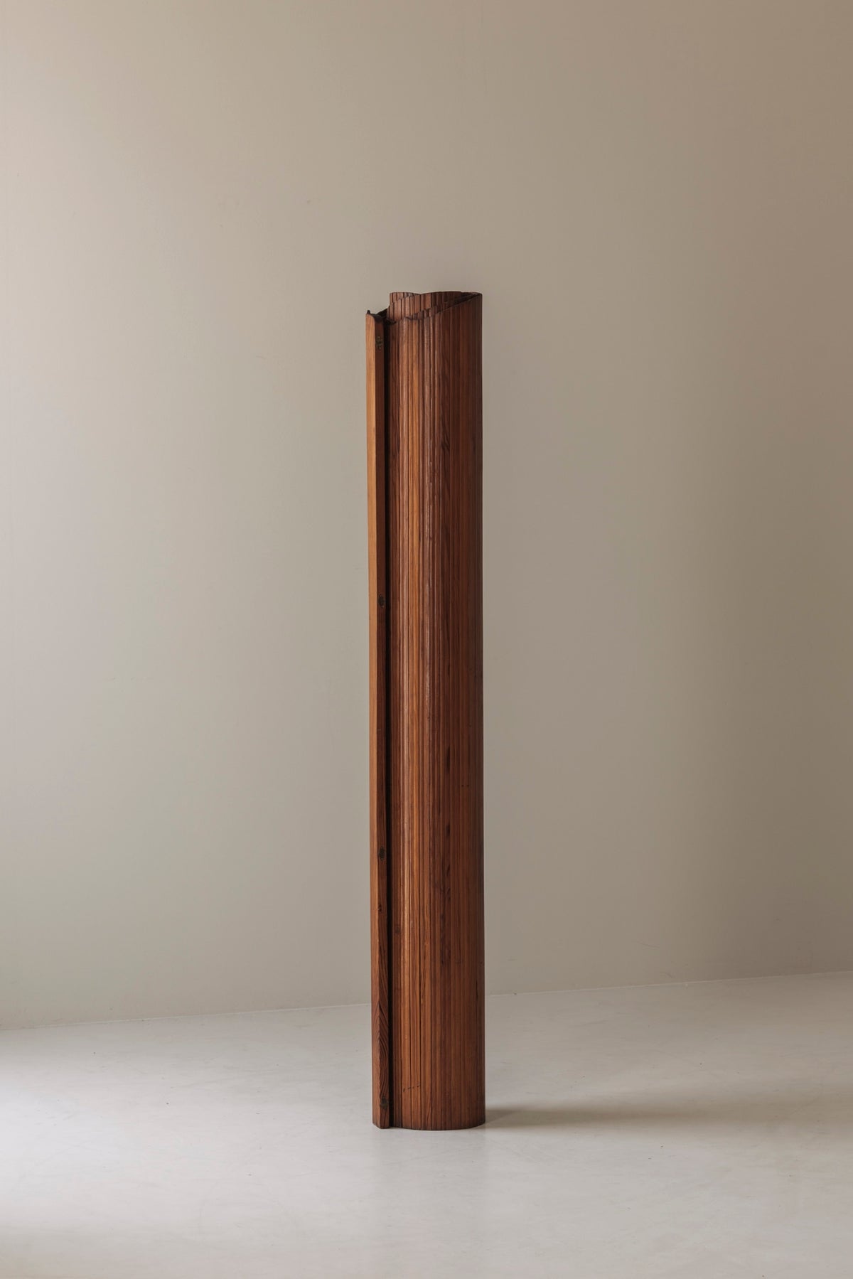 S.N.S.A. Pine Tambour Room Divider, France 1950s — detail view