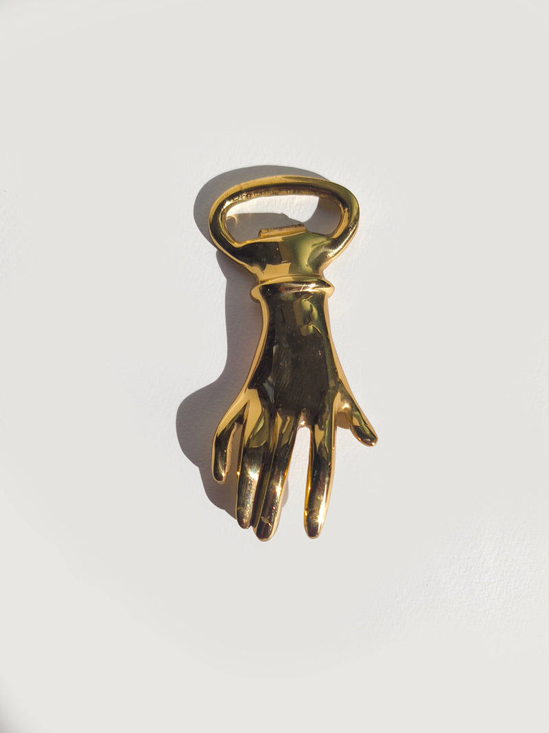 Brass Hand Bottle Opener — detail view
