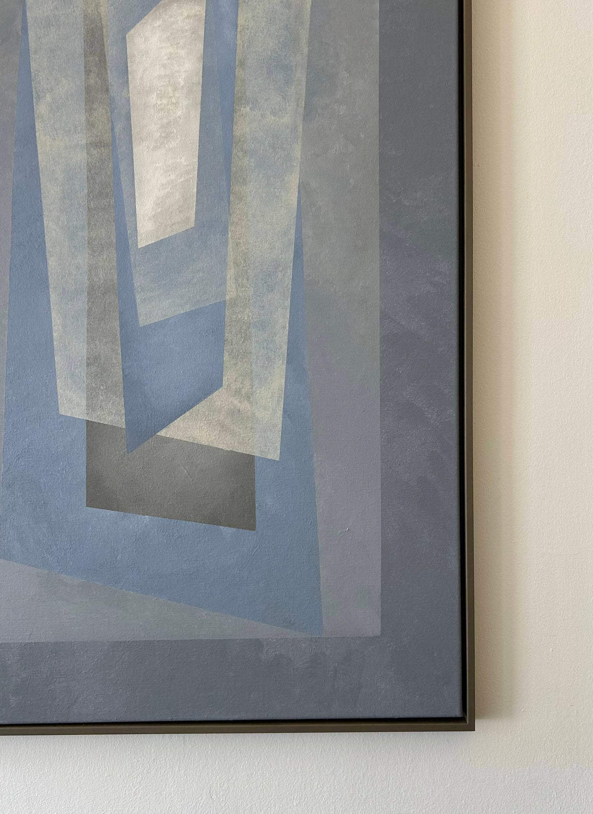 Floating Painting — close-up of layered blue and gray shapes