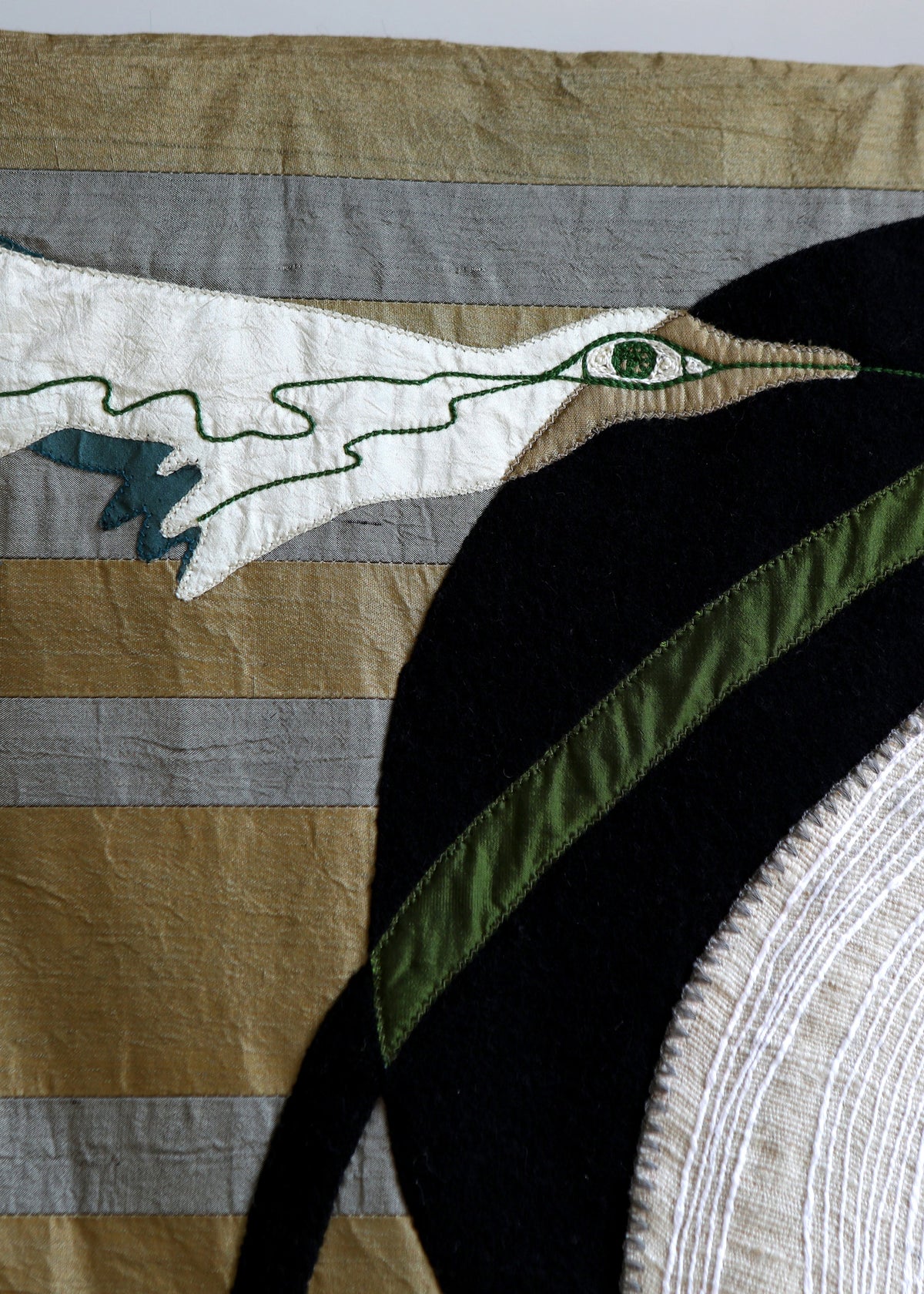 Simple Flight Hand Sewn Silk Tapestry — side angle
