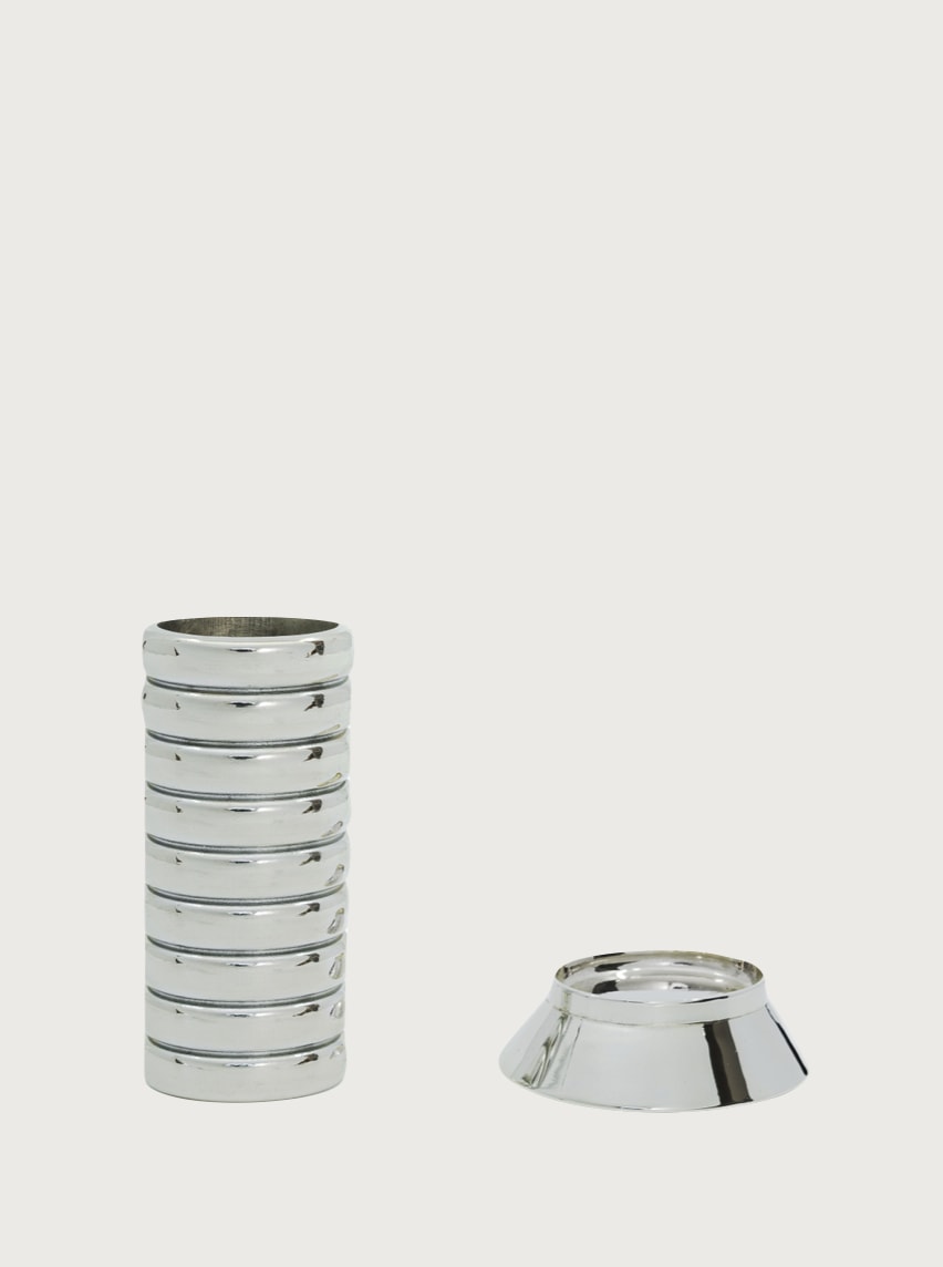 Gio Lighter Holder — back view showing polished metal finish