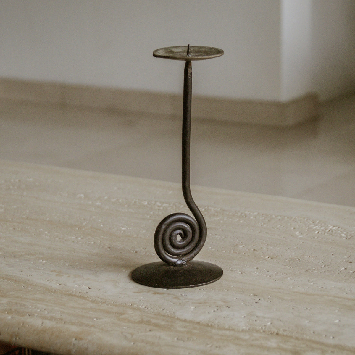 Swirl Cast Iron Candle Holder — detail view