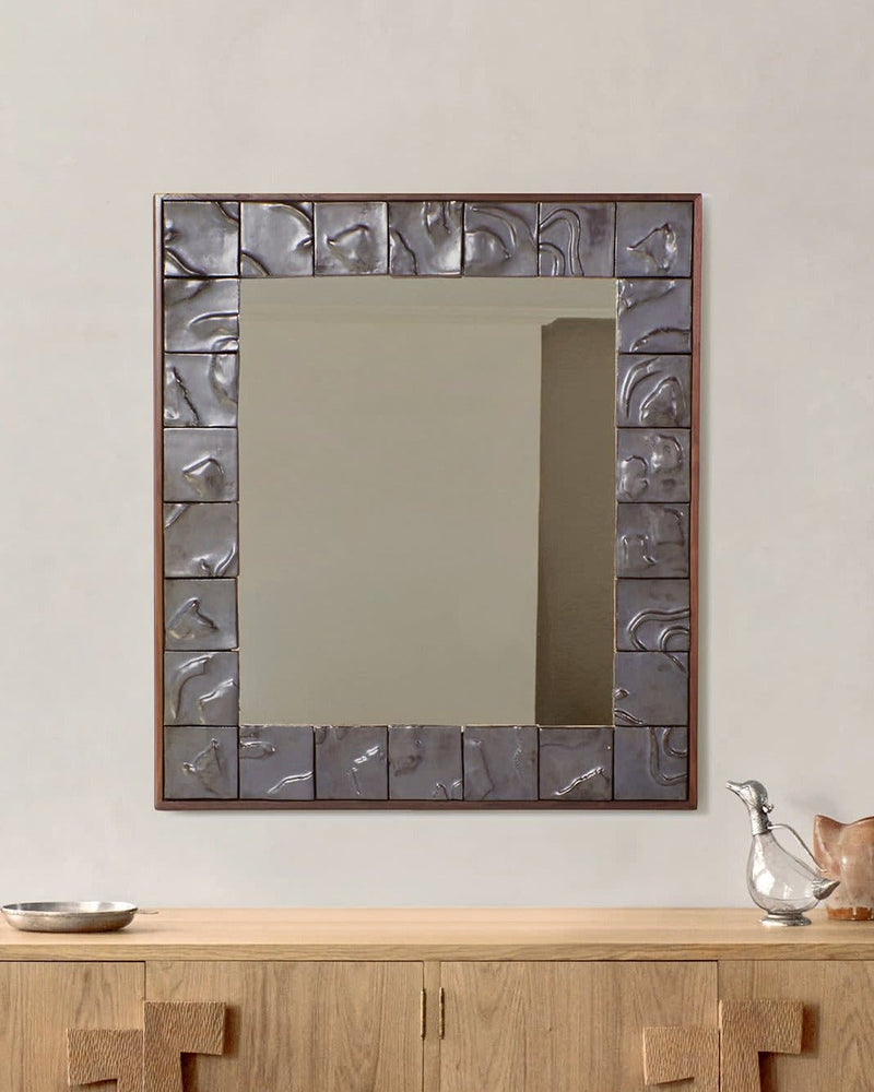 large artisanal ceramic tiled mirror by Project 213A | The Oblist