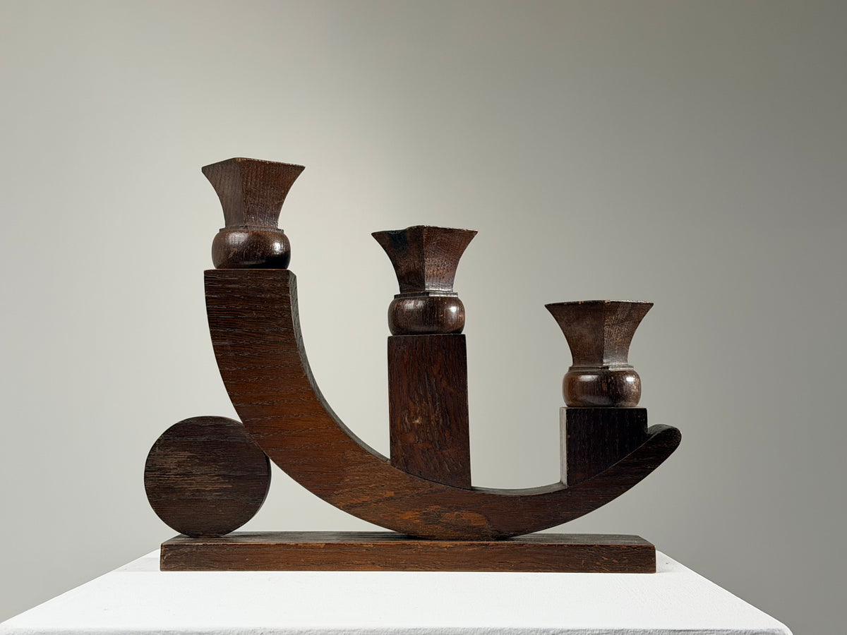Art Deco Carved Wooden Candle Holder, France, circa 1930 by Figuresdesign | The Oblist