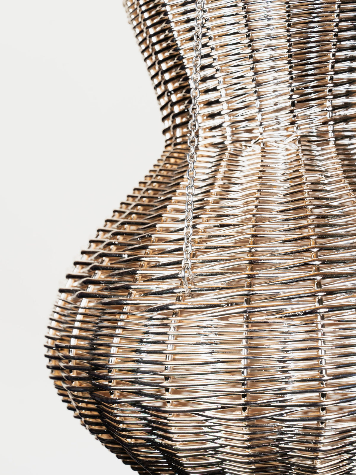 OMAN Contemporary Pendant Light in Metal and Woven Wicker design by Léa Zeroil — alternate view