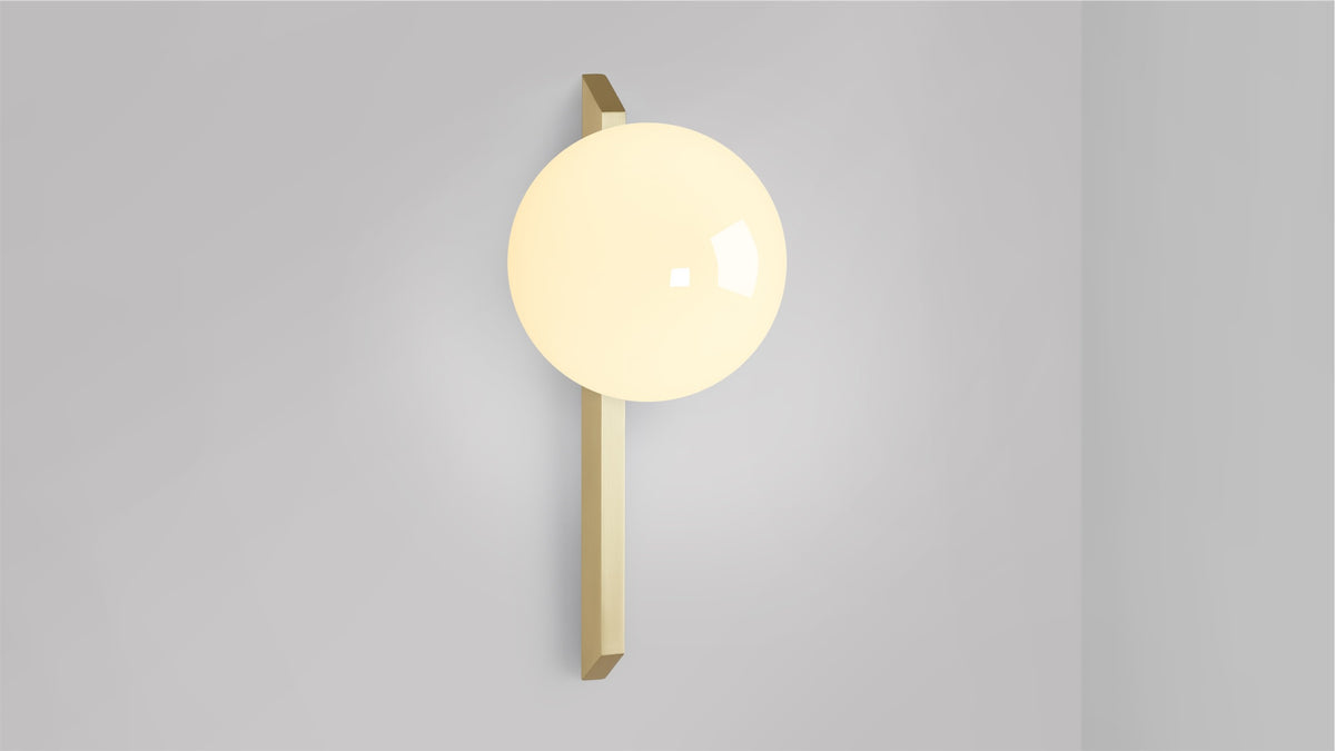 GAIA Wall Tall - Flush — mounted on light gray wall with brass accent