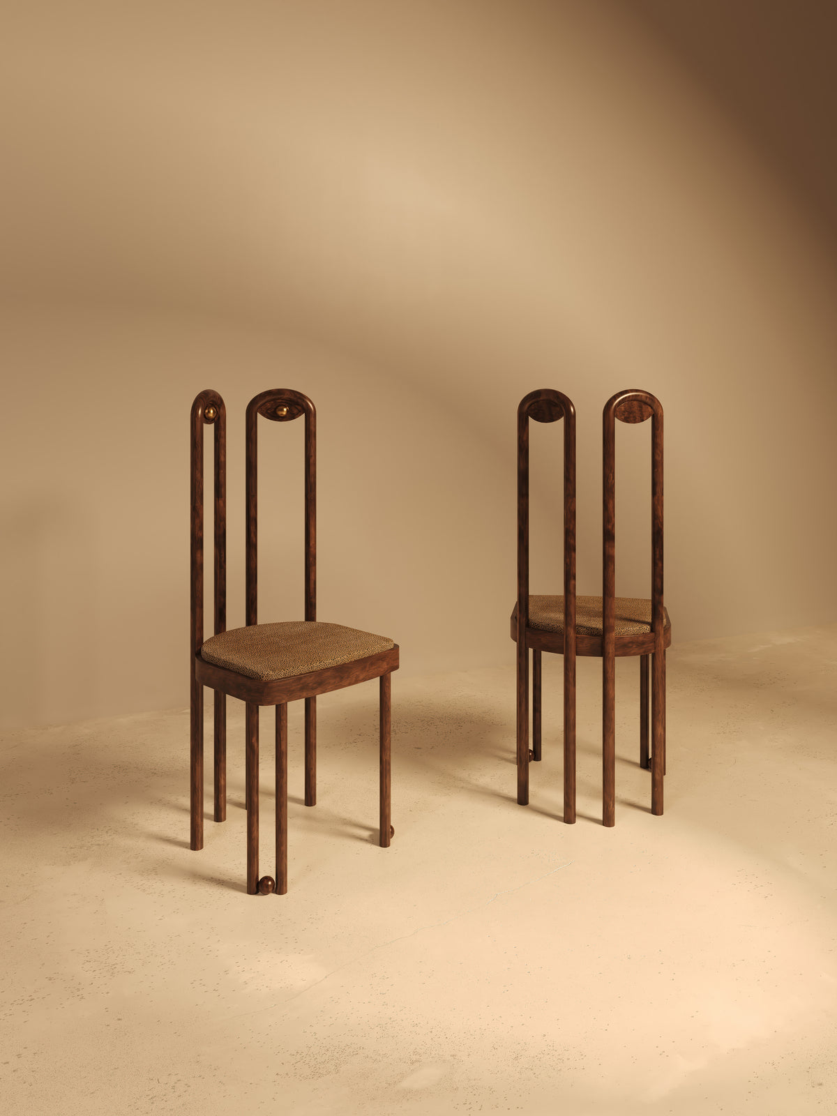 DĪDA Chair II – Solid Dark Walnut with Dedar Upholstery — lifestyle setting