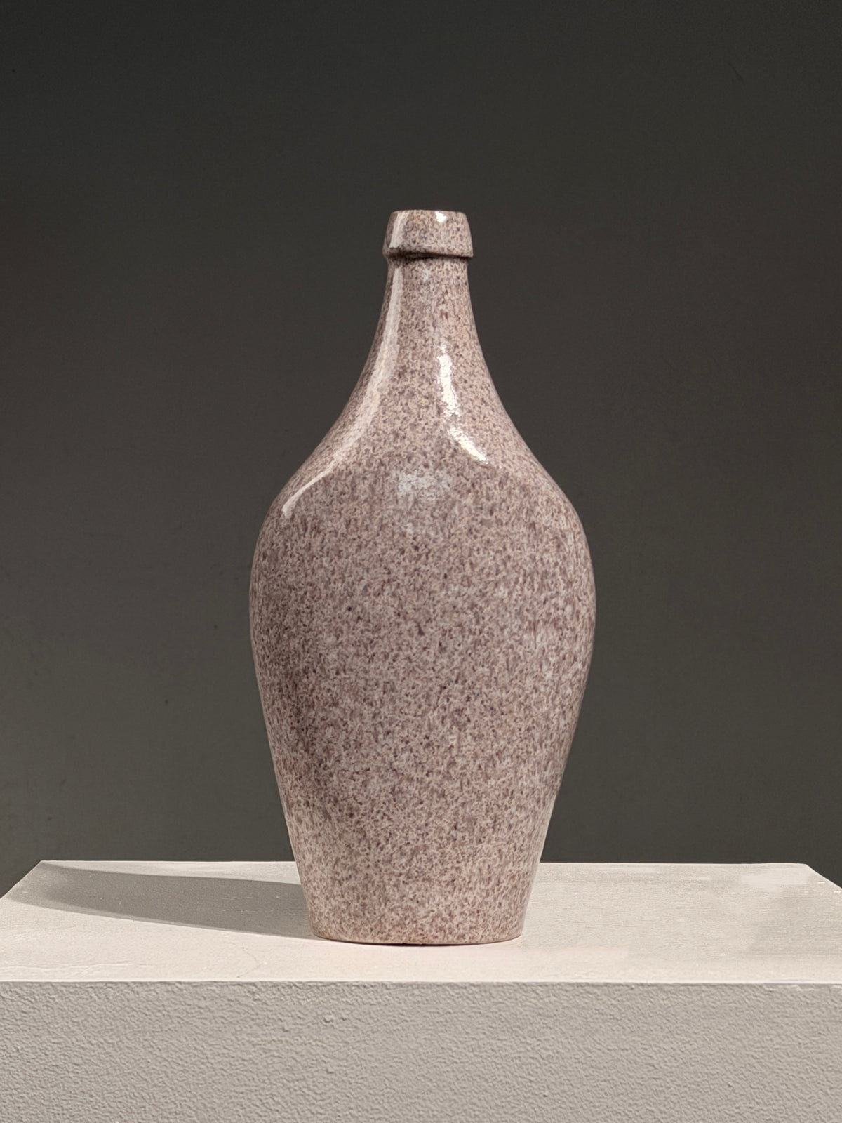 Ceramic Bottle by Accolay, France, circa 1970 | The Oblist — speckled pink finish