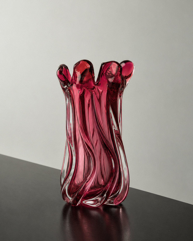 Vintage 1960s Murano Glass Vase, Organic Swirl Form in Berry Tone, Hand Blown Italian Art Glass, Sculptural Home Decor, Timeless Gift Idea by Bottega Jacobs