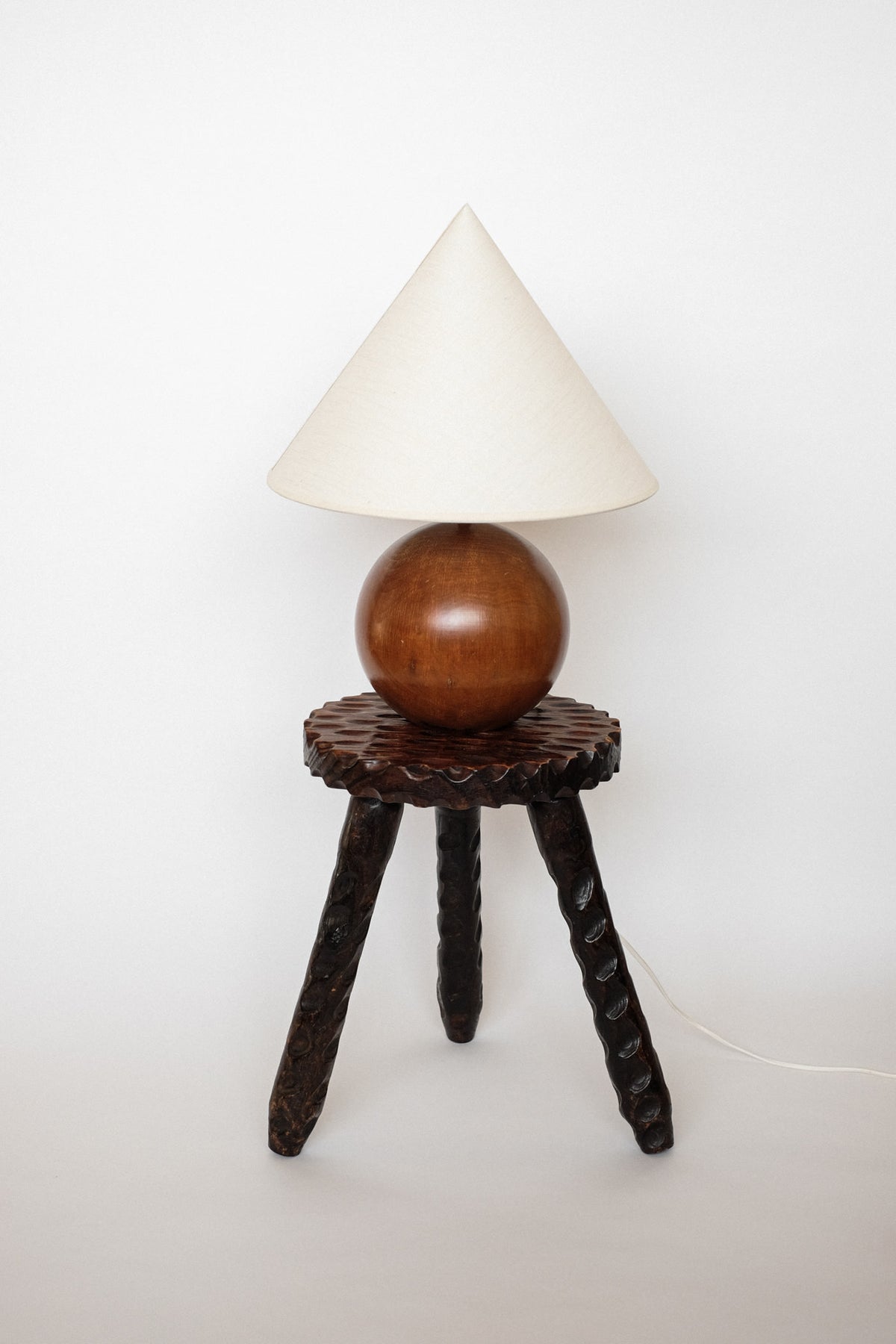 Wooden Sphere Table Lamp — side angle