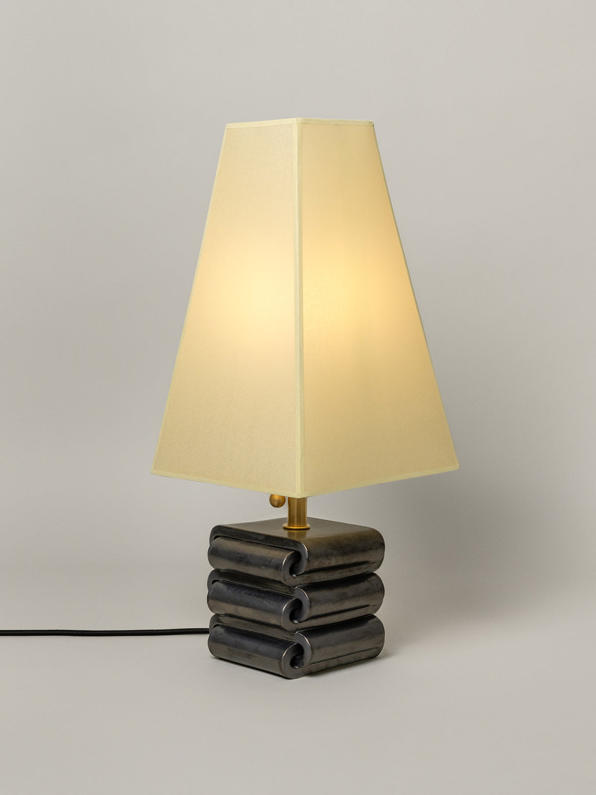 Gio Table Lamp, Graphite / Faint Green Shade — side angle