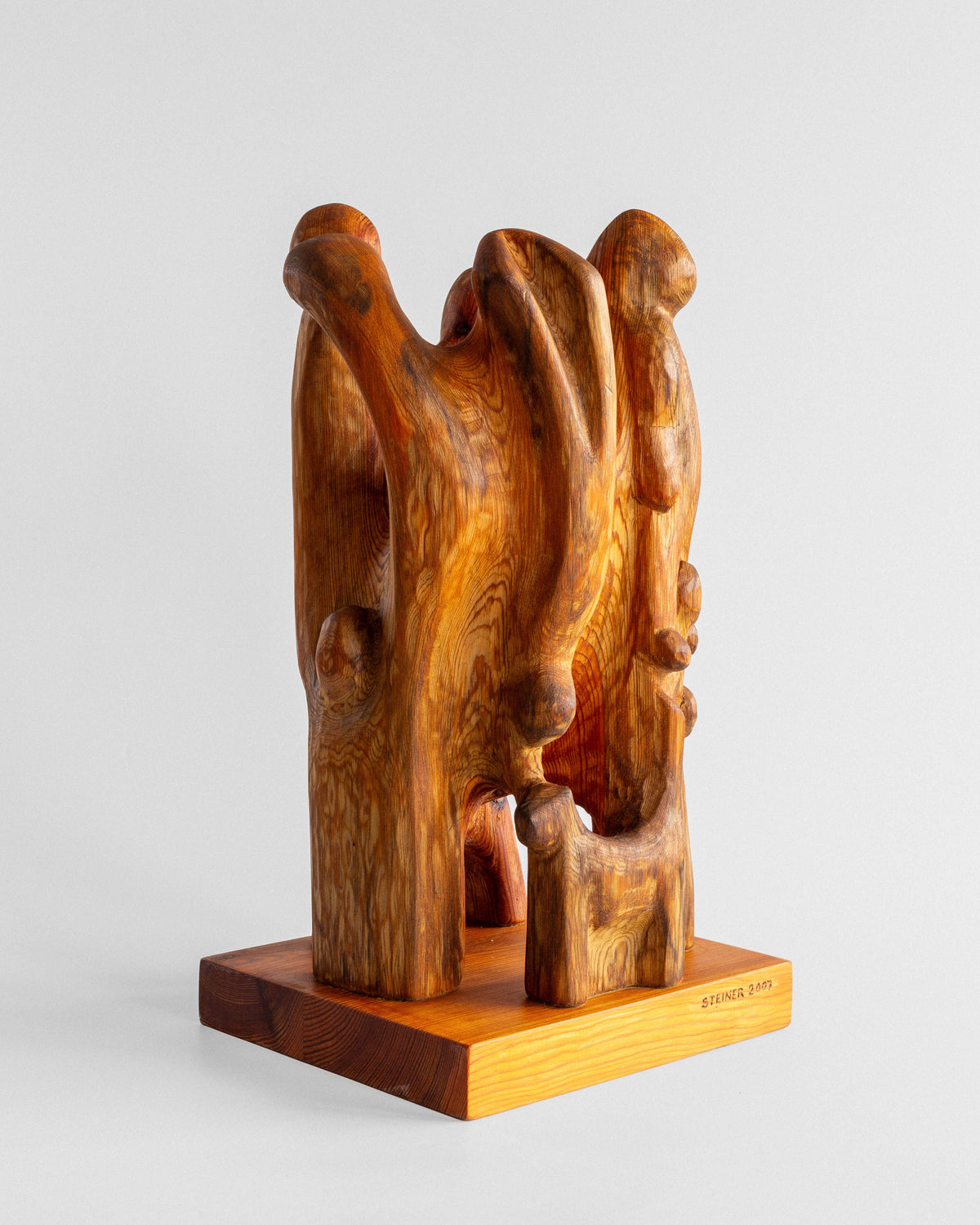 Large Wooden Sculpture by Jean-Maurice Steiner, 2007 — close-up of handcrafted wooden details
