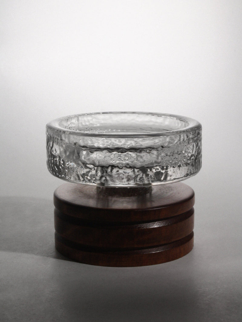 Harry N. Boström Crystal Glass And Wood Candle Holder, For BO Ström, 1960s — detail view