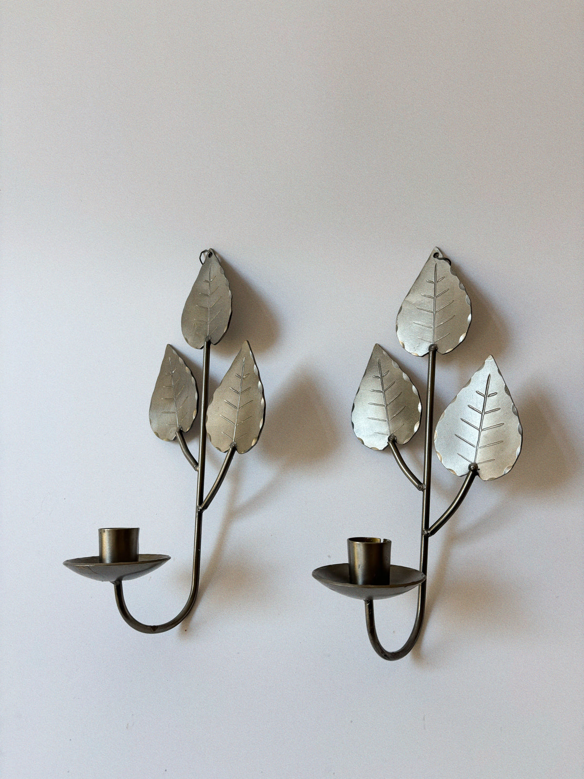 Metal Wall Candleholders, Sweden — detail view