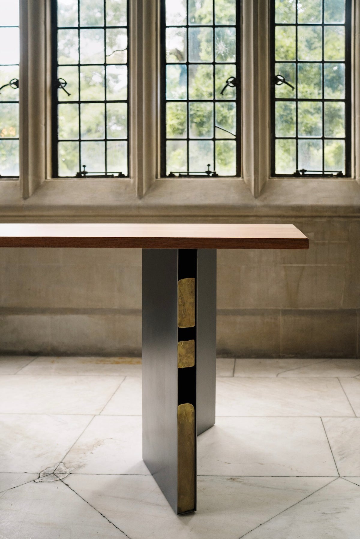 Relic Steel & Brass Table — in context
