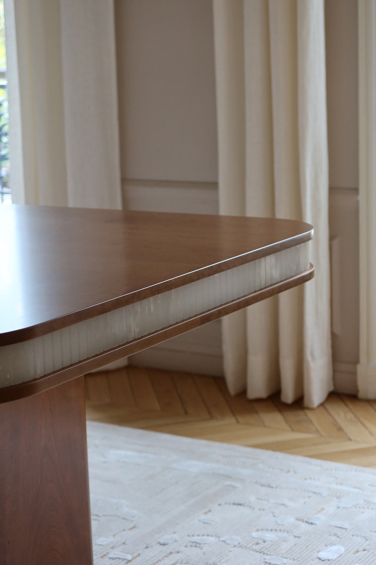 Doppio Wood And White Onyx Dinning Table — alternate view
