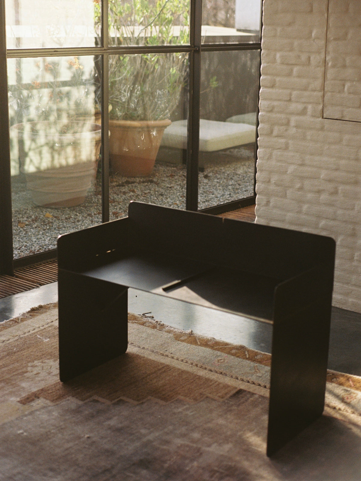 The Bench - Brutalist Bench in Steel — close-up