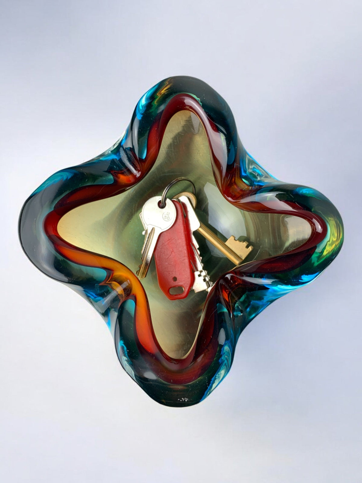 Sommerso trinket tray by Flavio Poli for Seguso, Murano glass, Italy, 1970's — lifestyle setting