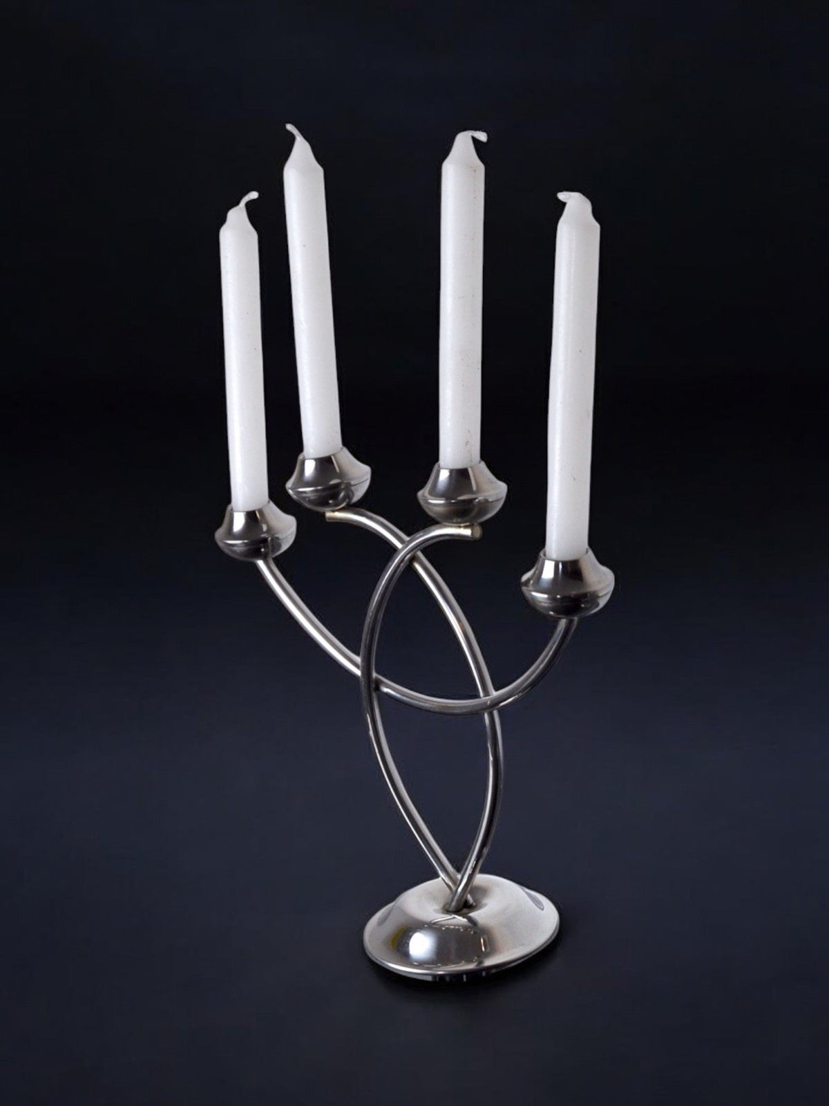Stainless Steel Candleholder, 1970s — side angle