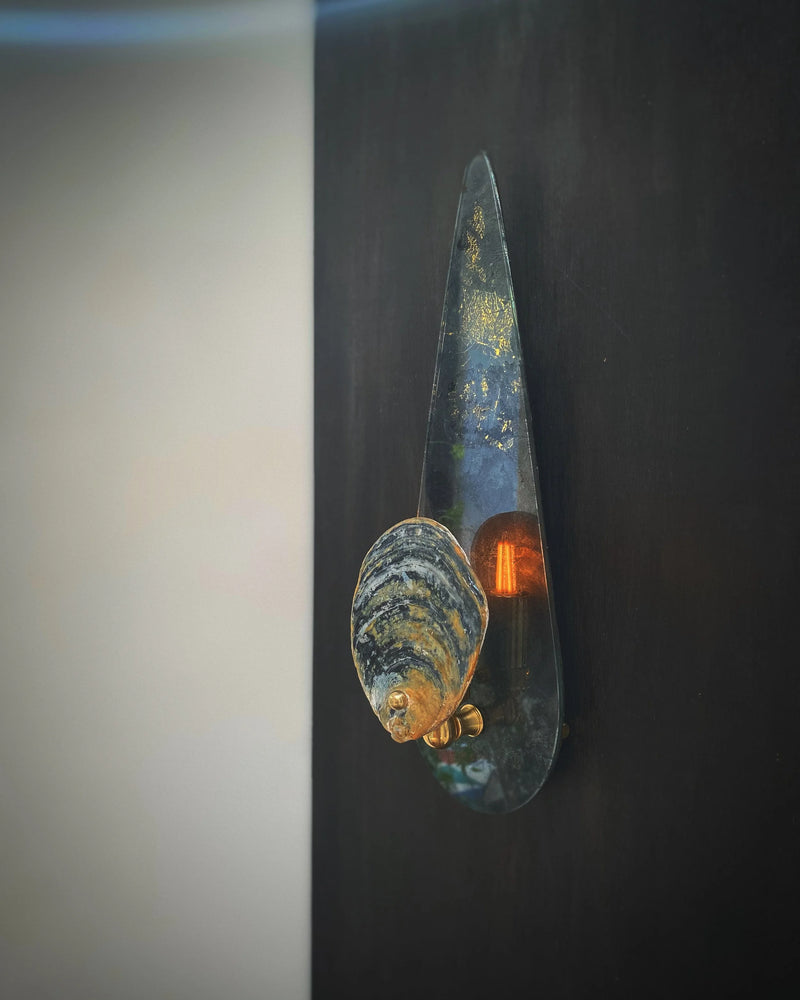 Tear Drop Wall Light in Glass and Brass by Charlotte Packe Studio | The Oblist
