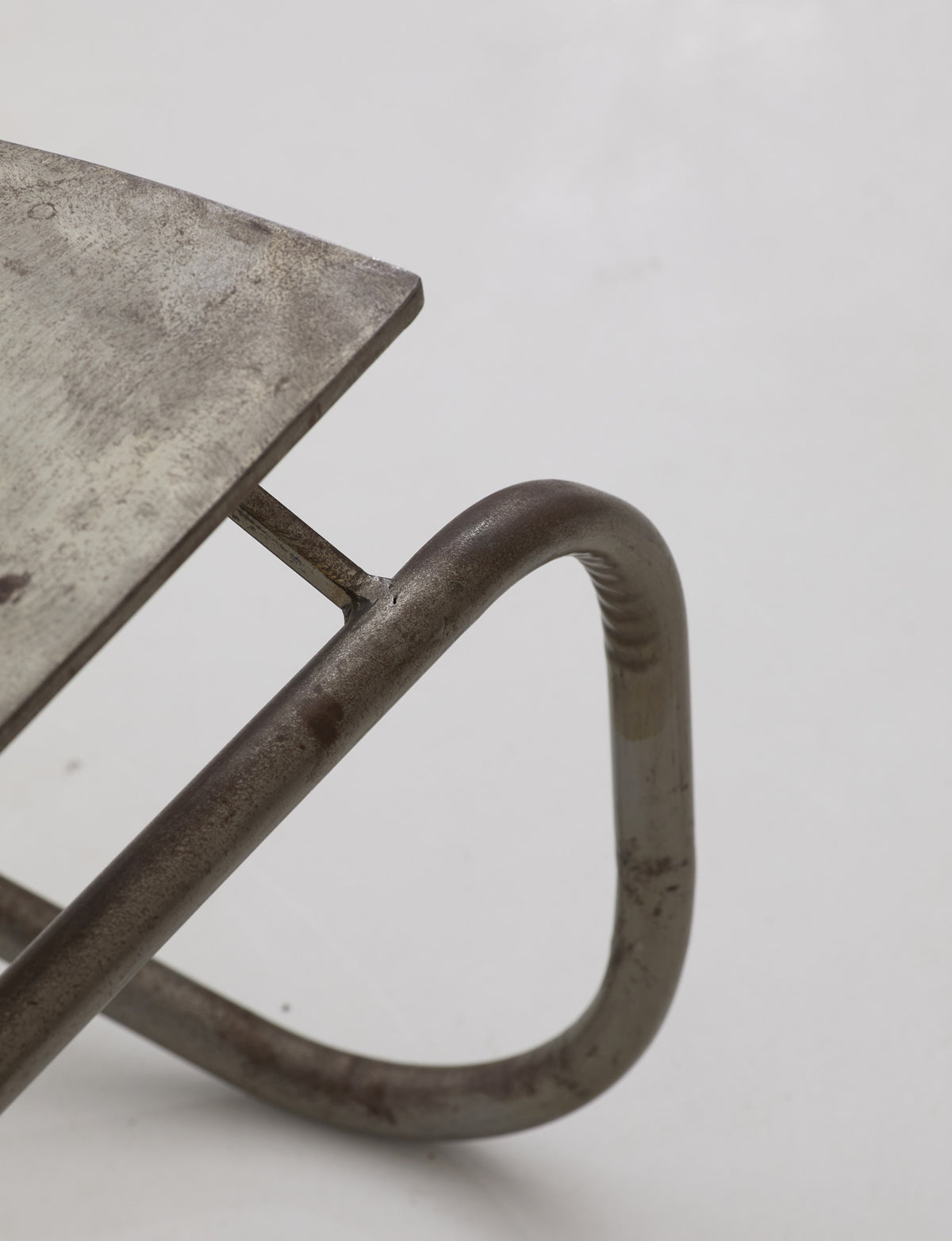 Unique Signed Artist Bench / Settee in Metal — close-up of metal frame detail