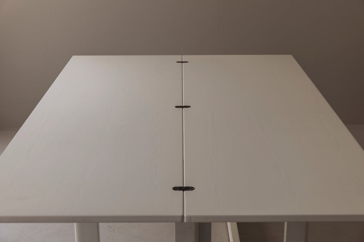Italian White Lacquered Folding Table with Brass Details, 1960s — view 9
