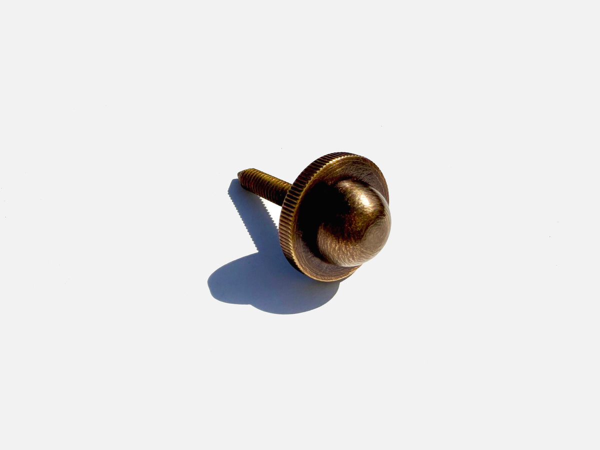 Brass knurled thumb screw detail of Selene wall sconce