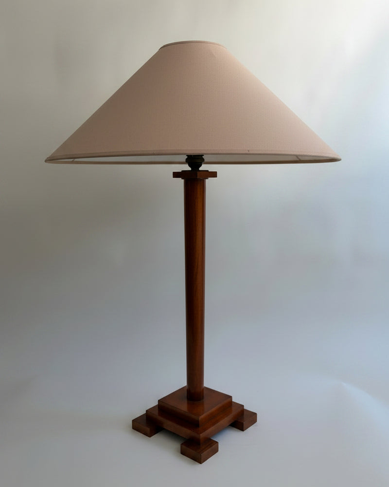 Art Deco Copper Column Lamp, Belgium, 1930s — alternate view