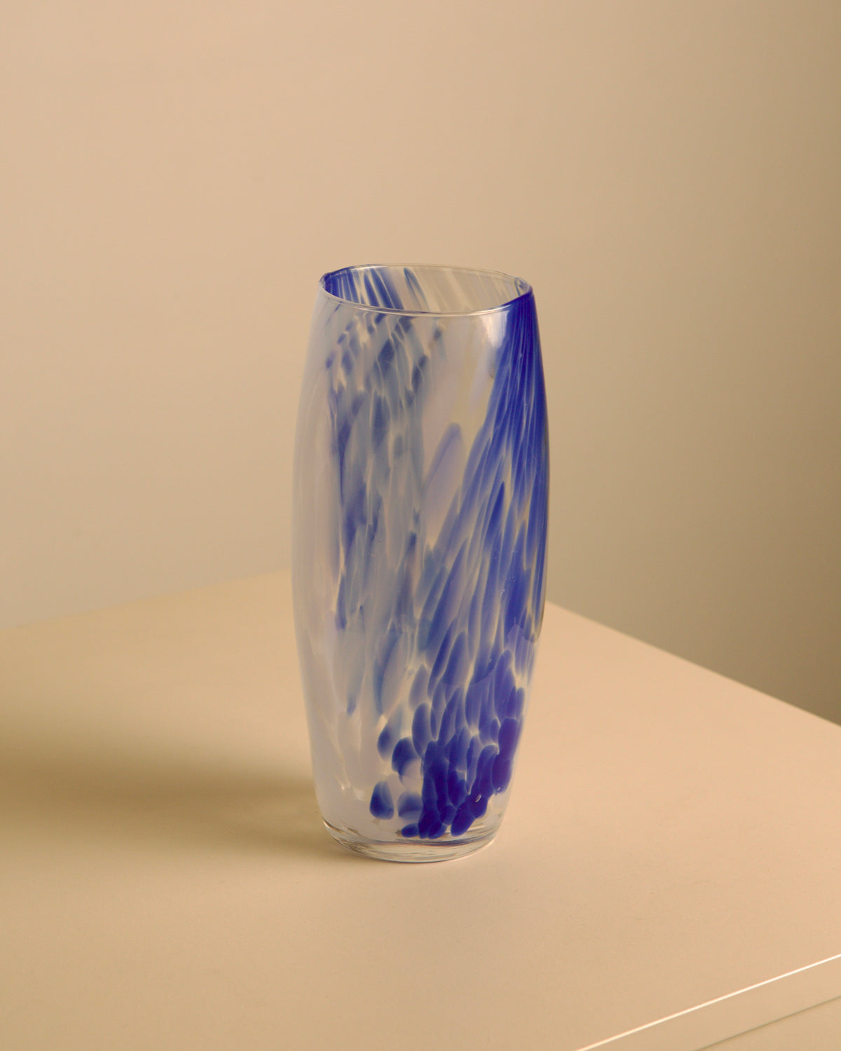 80s Italian Murano glass vase blue and white bubbles — alternate view