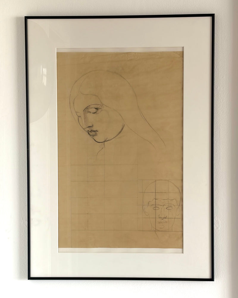 Large Preparatory Study of Two Heads, Emile Courtin (1923–1997), France, late 40s.  by OBJECT AGENCY | The Oblist