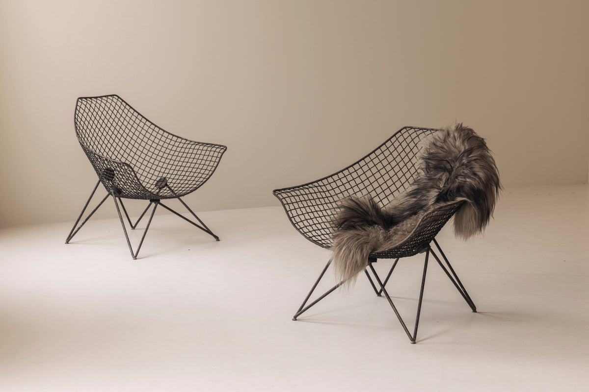Exceptionally rare pair DU 43 lounge chairs by Gastone Rinaldi for RIMA, 1950s by Modern Living | The Oblist