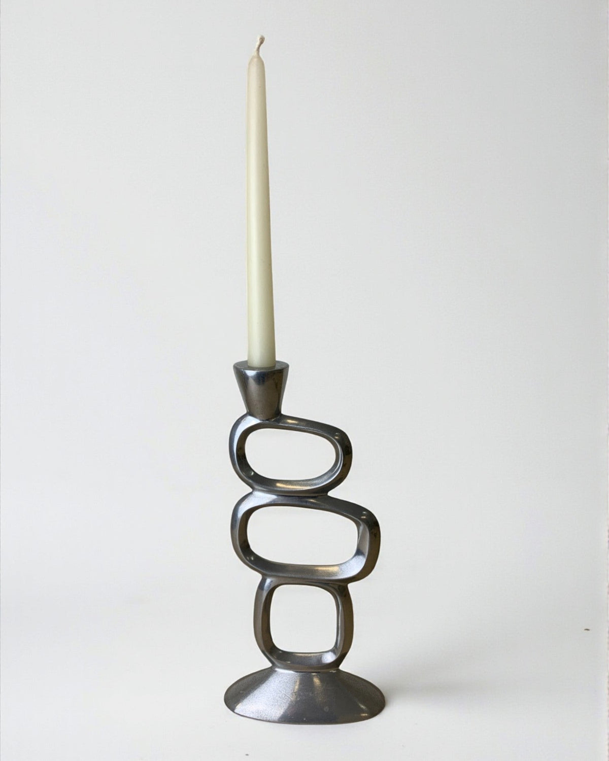 Circle Candleholder by Matthew Hilton, 1980's by Malamar Studio | The Oblist — metallic finish, vintage design