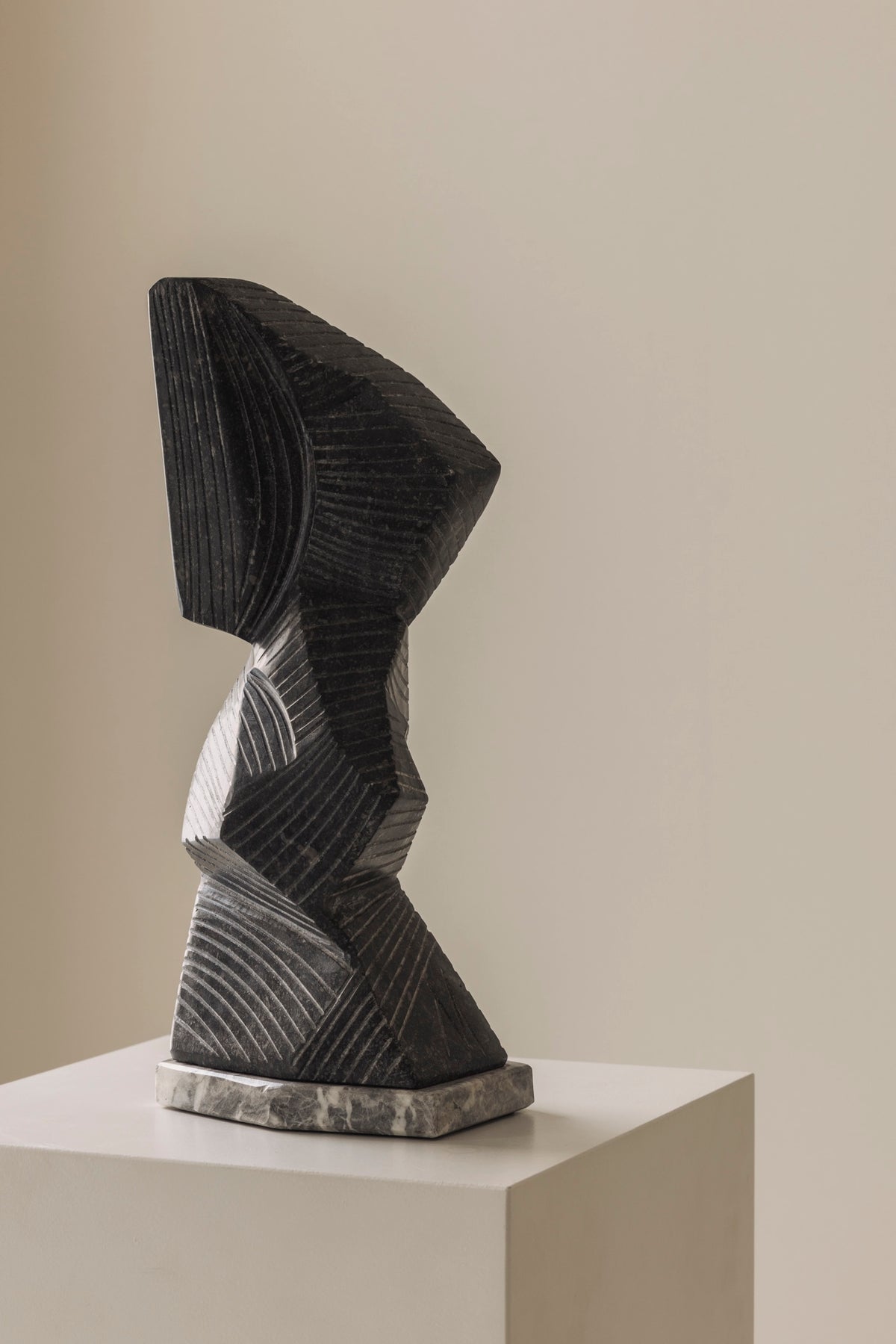 Abstract sculpture Carved from natural stone by Marc Verdoodt, Belgium 1980s. — alternate view