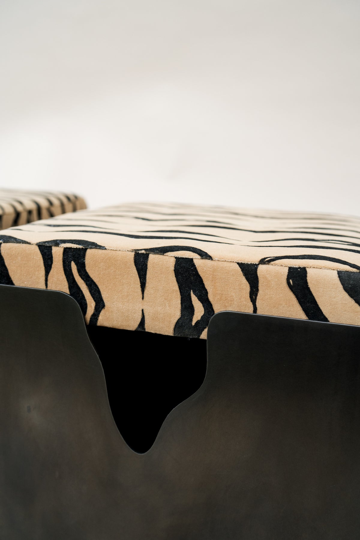 Fragment Steel and Hand-Painted Velvet Stool — lifestyle setting
